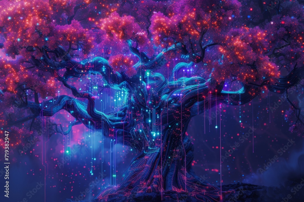 Fototapeta premium a computer tree has been given electronic branches Generative AI