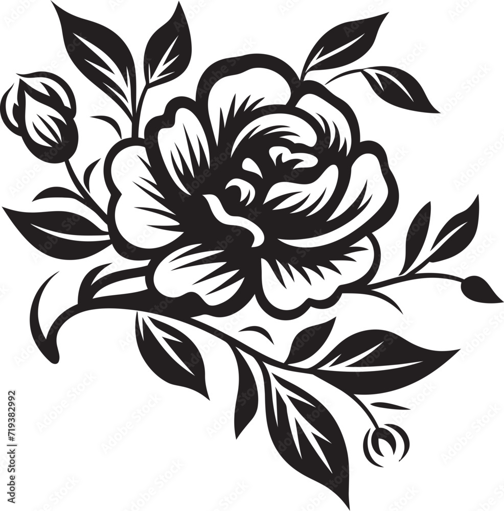Midnight Garden of Petals X Black Floral Vector GardenNoir Blossom Ballad X Elegant Vector Blossom Ballad