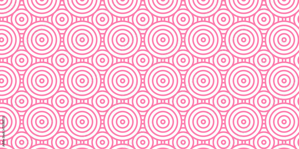 Modern diamond geometric ocean spiral pattern and abstract circle wave lines. pink seamless tile stripe geomatics overlapping create retro square line backdrop pattern background. Overlapping Pattern.