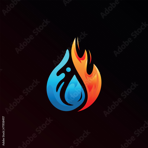 water drop and fire Logo Vector