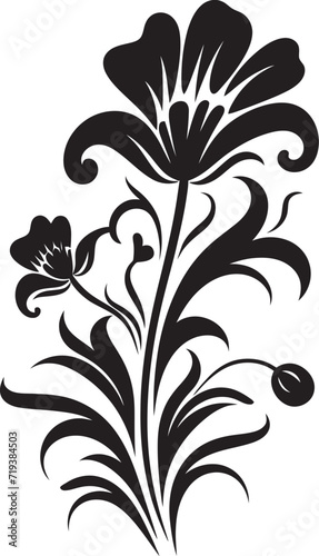 Fototapeta Naklejka Na Ścianę i Meble -  Inked Lilies Dark Floral Vector ArtMonochrome Magnolias Floral Vectors in Black
