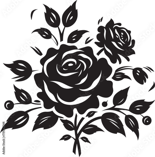 Twilight Roses Black Floral Vector DesignInked Daisies Floral Illustration in Black