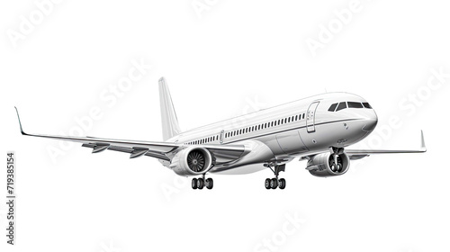 White passenger aircraft fly isolated on transparent background