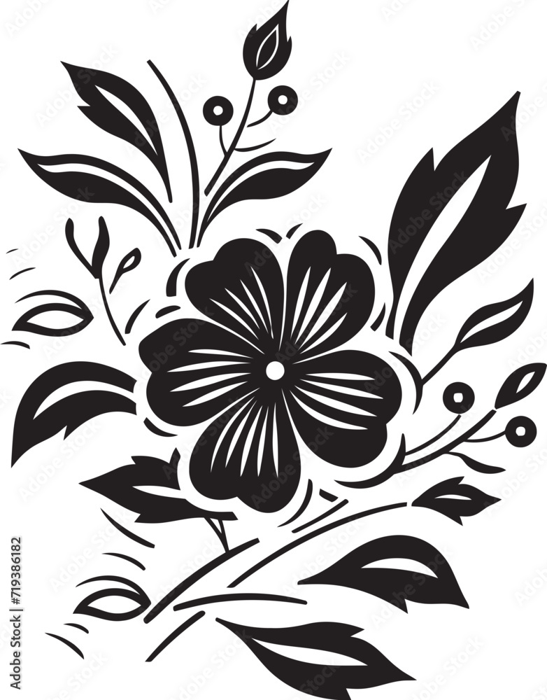Shadowy Sophistication  Black and White Vector BloomsNoir Novelties  Dark Floral Vector Novelties