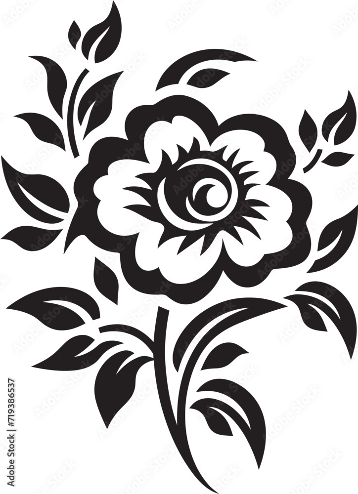 Inked Dreamscape Shadowy Floral Vector DreamsStygian Bouquets Black and White Flower Bouquets