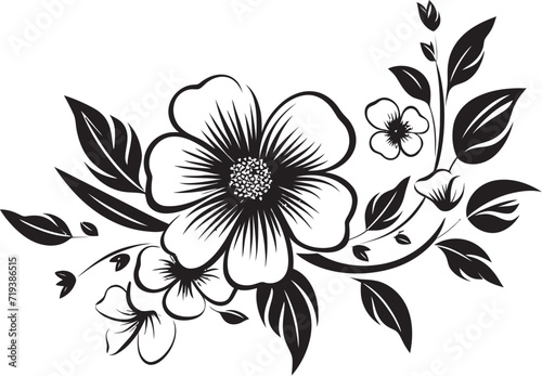 Charcoal Symphony Artistic Floral Vector SymphonyEbony Blossoms Detailed Vector Blooms