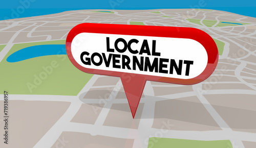 Local Government Map Pin Location Community Neighborhood City Township Village County Region 3d Illustration