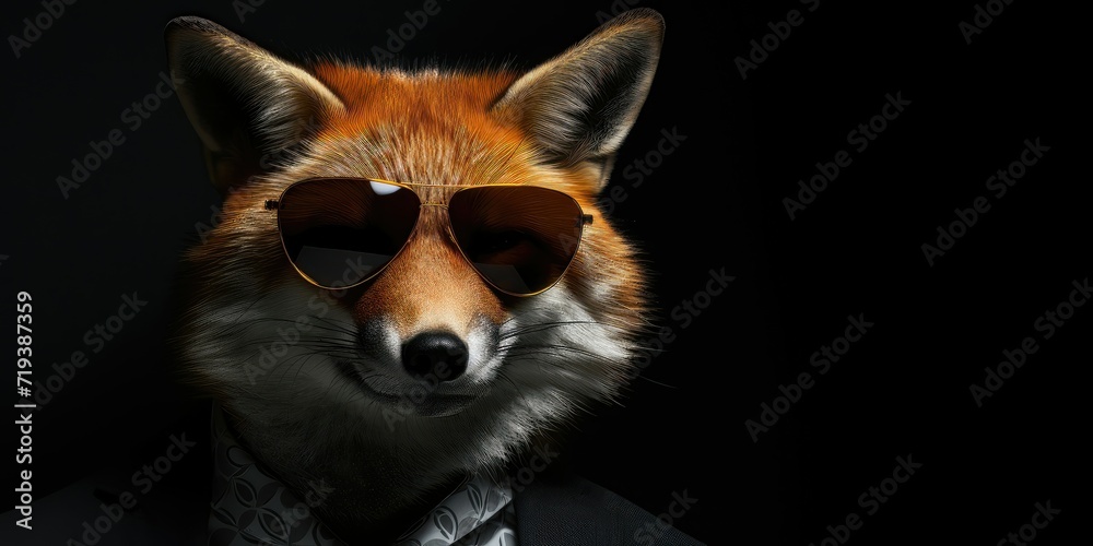 Fototapeta premium Fashionable fox in sunglasses and suit.