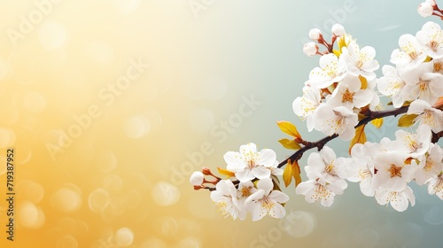 Blossoming apricot tree branches with copy space