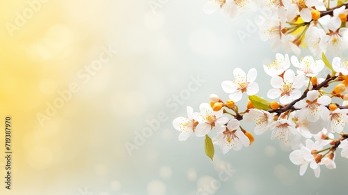 Blossoming apricot tree branches with copy space