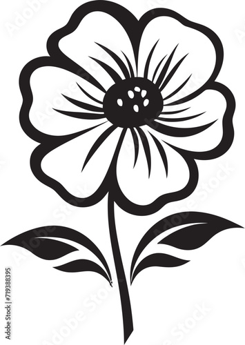 Inked Floral Harmony I Elegant Floral Vector HarmonyShadowy Floral Elegance I Black and White Vector Elegance