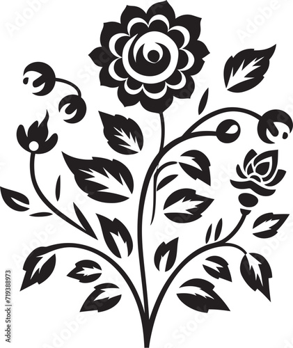 Darkened Floral Elegance I Artistic Floral Vector EleganceEnigmatic Floral Expressions I Intricate Black Floral Expressions