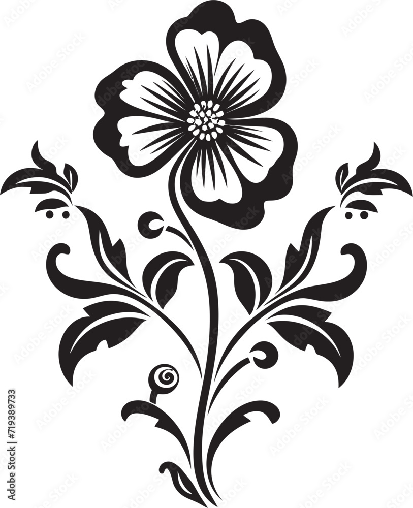Darkened Floral Elegance IV Artistic Floral Vector EleganceEnigmatic Floral Expressions IV Intricate Black Floral Expressions