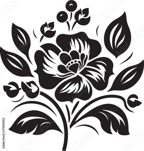 Fototapeta Naklejka Na Ścianę i Meble -  Darkened Floral Elegance V Artistic Floral Vector EleganceEnigmatic Floral Expressions V Intricate Black Floral Expressions