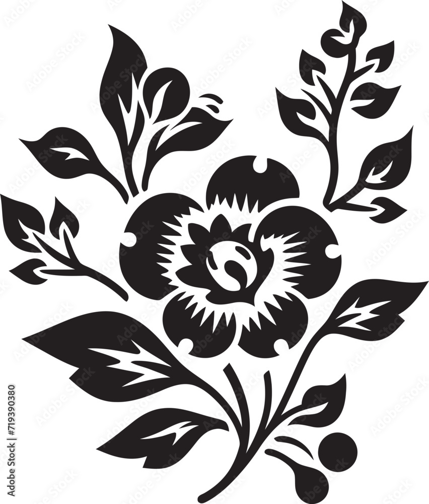 Gothic Noir Symphony Black Floral Vector SymphonyCharcoal Petal Sketches IV Monochromatic Vector Petal Sketches