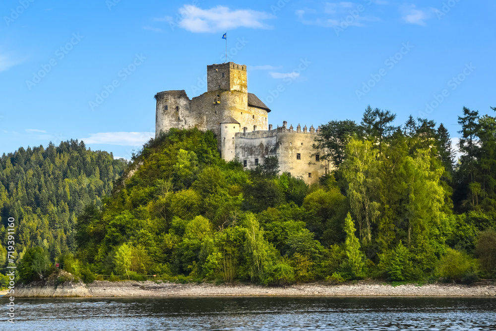 Dunajec Castle in the village of Niedzica-Zamek, rising above Lake Czorsztyńskie, Poland.