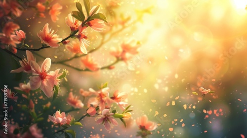 A beautiful spring flowers background  warm light