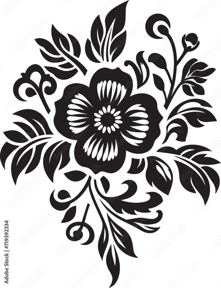 Darkened Floral Elegance IX Artistic Floral Vector EleganceEnigmatic Floral Expressions IX Intricate Black Floral Expressions