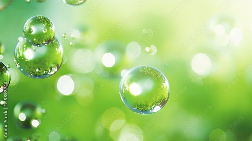 Green bubbles with a background that is not focused. Green bubbles with a background that is not focused.