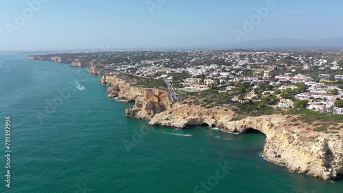 Wallpaper Mural Aerial view of famous coastline of Algarve region, South of Portugal. Famous travel destination visited by many foreign tourists. Coastline famous for his caves, golden beaches and turquoise water. Torontodigital.ca