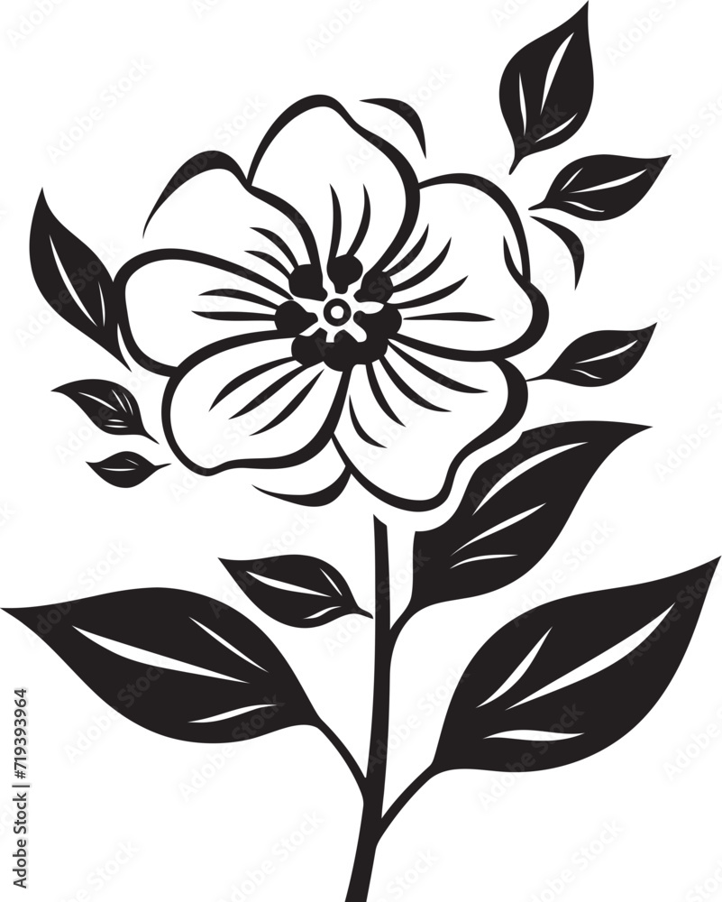 Inked Floral Elegance I Stylish Black Vector EleganceEnchanted Midnight Garden IV Dark Vector Midnight Garden