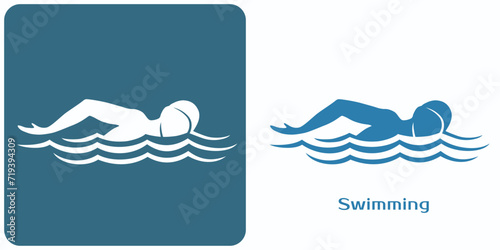 Swimming emblem. Icons of the swimmer athlete.