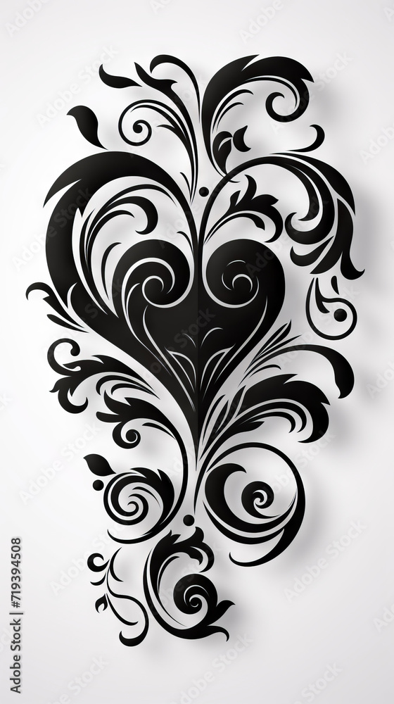 Elegant Black Floral Scrollwork Heart Illustration
Elegant Black Floral Scrollwork Heart Illustration