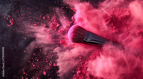  an image of a pink powder filled brush in