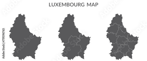 Luxembourg map. Map of Luxembourg in grey set