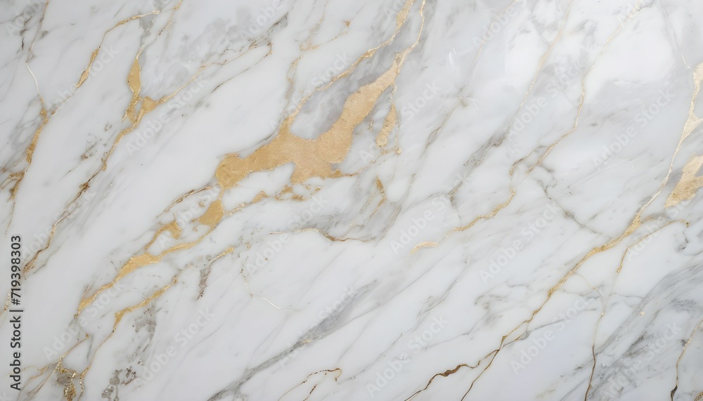 Obraz premium White marble wall tile, gold pattern
