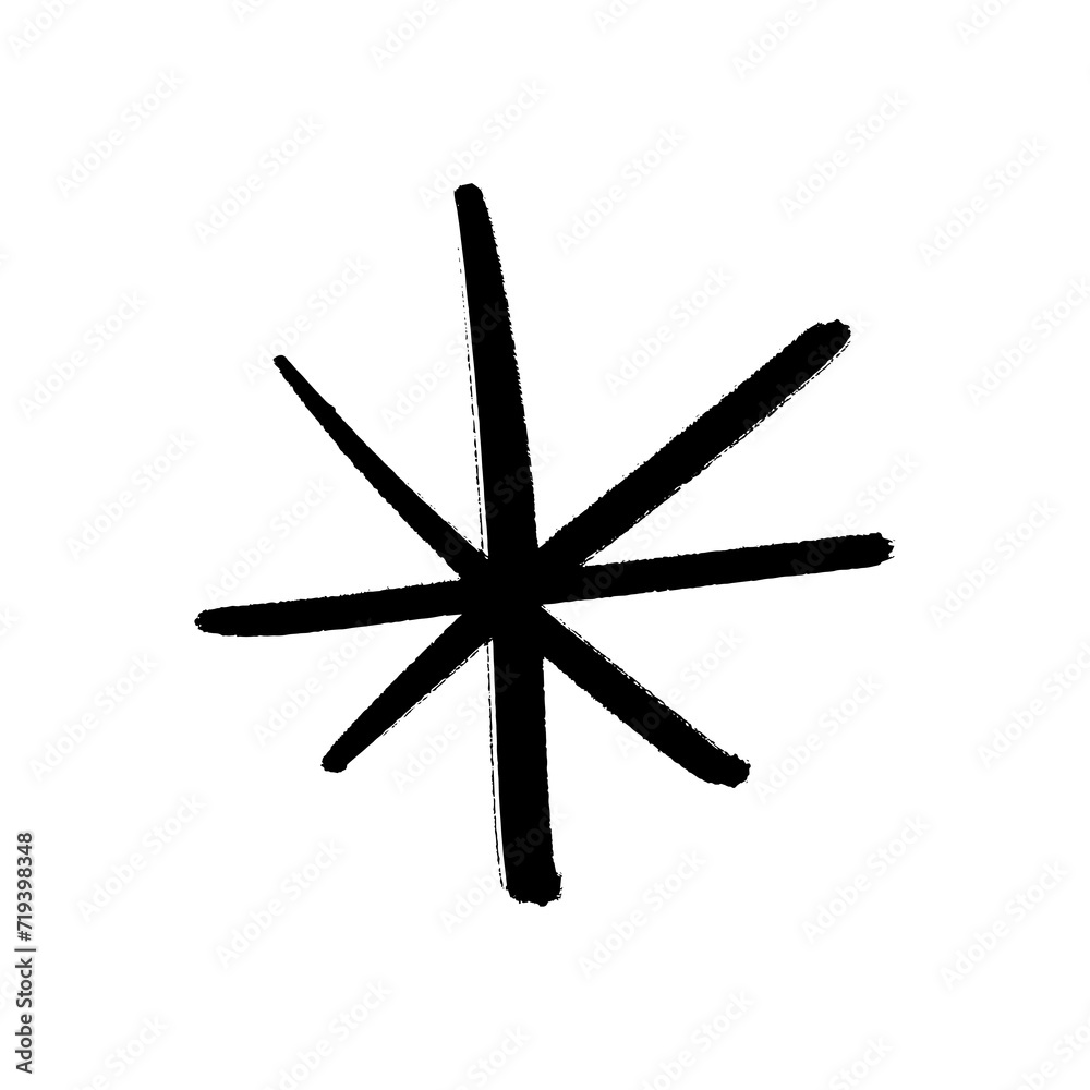 Brush minimal grunge snowflake or star sparkle isolated on white background vector art Brush minimal grunge snowflake or star sparkle isolated on white background vector art