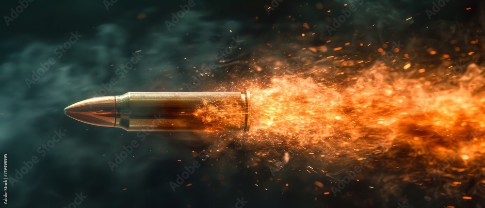 Flying Gun Bullet: Short Exposure Photo Flying Gun Bullet: Short Exposure Photo