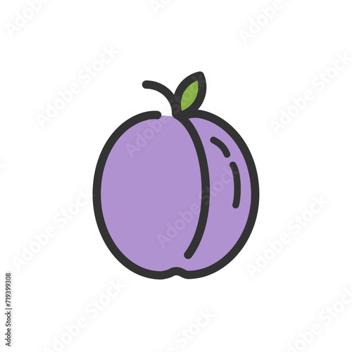 illustration of a plum with leaf