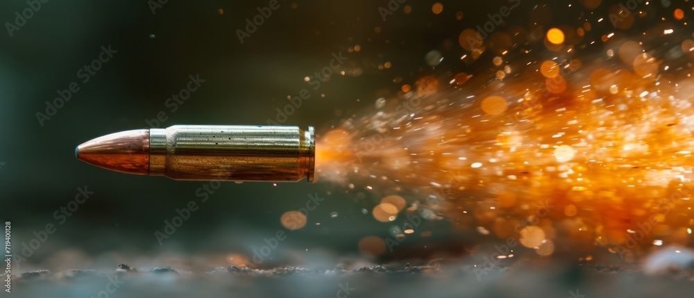 Flying Gun Bullet: Short Exposure Photo