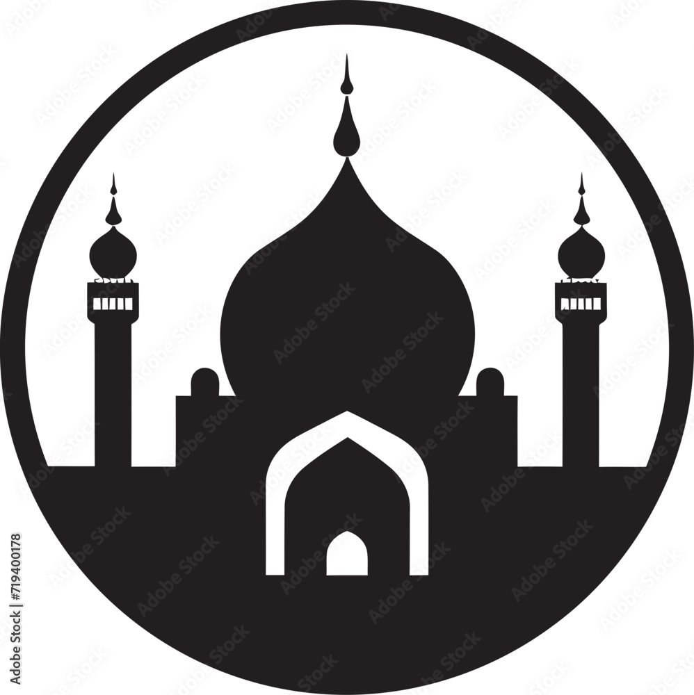 Dynamic Black Vision Mosque Vector GraphicAbstract Black Symmetry Mosque Vector Design
