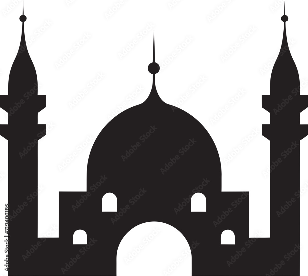 Architectural Black Geometry Mosque Vector IllustrationDynamic Black Vision Mosque Vector Graphic