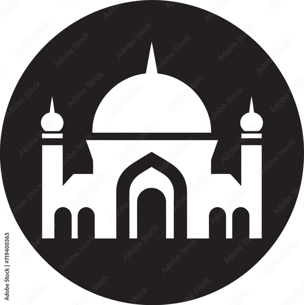 Islamic Architecture Mosque in Black Vector DesignMinimalist Black Mosque Vector Art