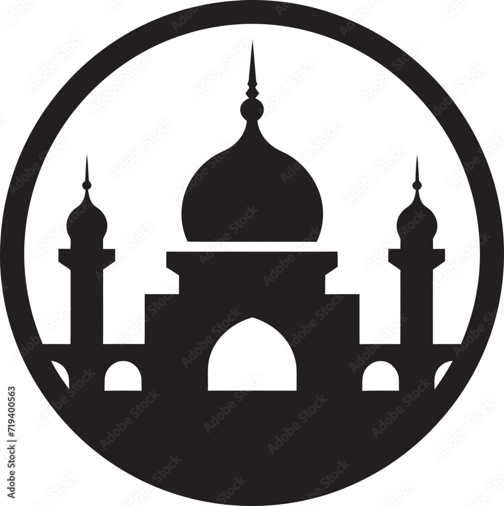Dynamic Monochrome Mosque Vector IllustrationContemporary Elegance Black Mosque Silhouette