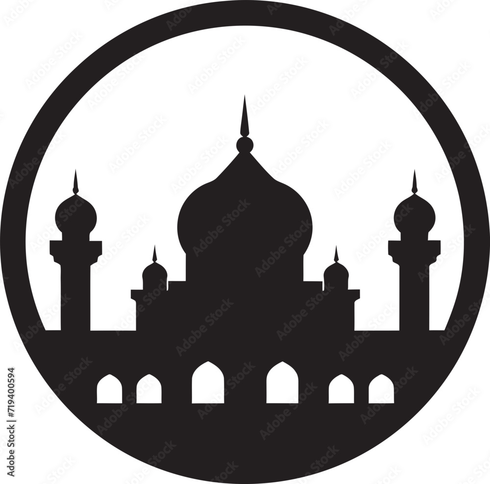 Linear Majesty Black Mosque Vector ImageExpressive Shadows Black Mosque Vector Graphic