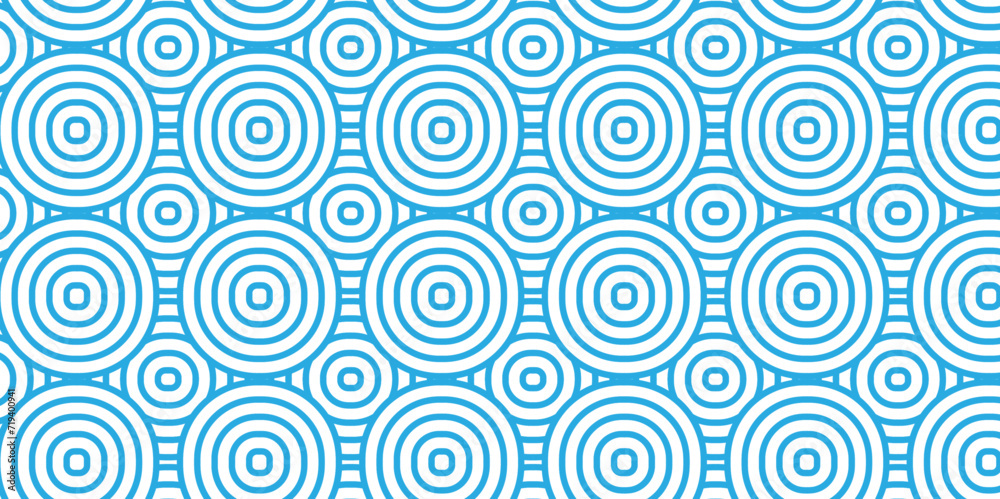 Modern diamond geometric waves spiral pattern and abstract circle wave lines. blue seamless tile stripe geomatics overlapping create retro square line backdrop pattern background. Overlapping Pattern.