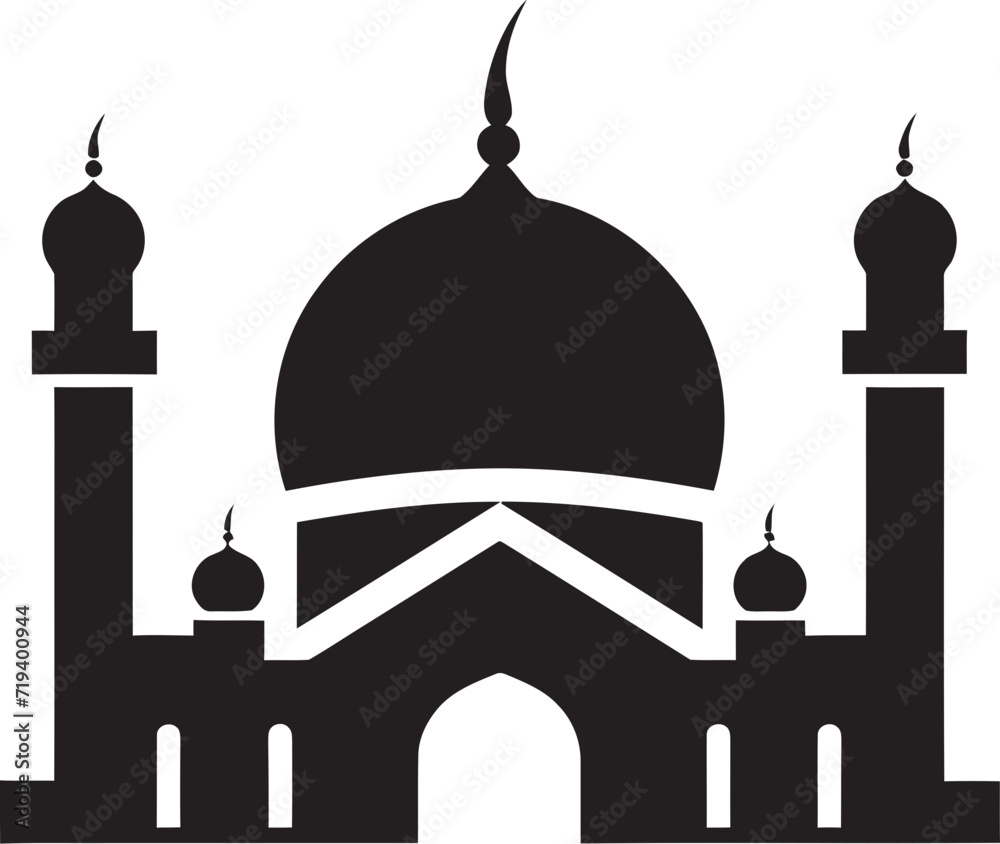 Minimalist Black Sketch Mosque Vector ArtElegant Monochrome Black Mosque Silhouette