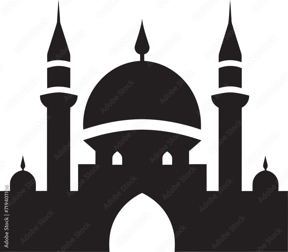 Abstract Elegance Mosque Vector ImageBlack and White Beauty Mosque Vector Graphic