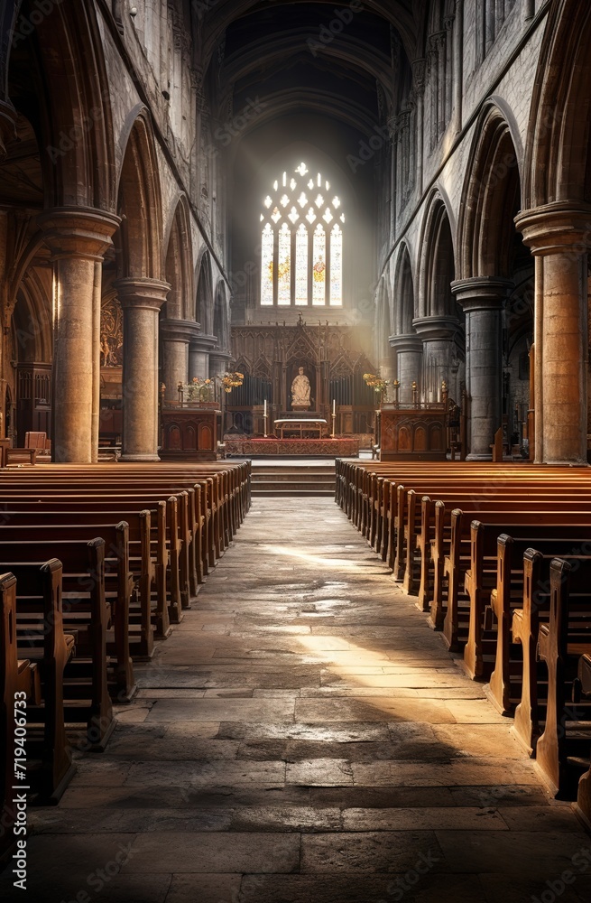 The view of the interior of the hall of the Durham Cathedral