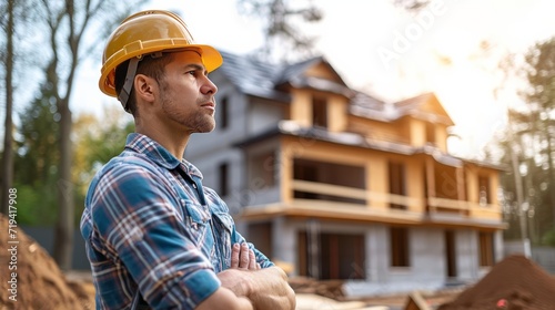 Inspecting the Build: Construction Worker at House