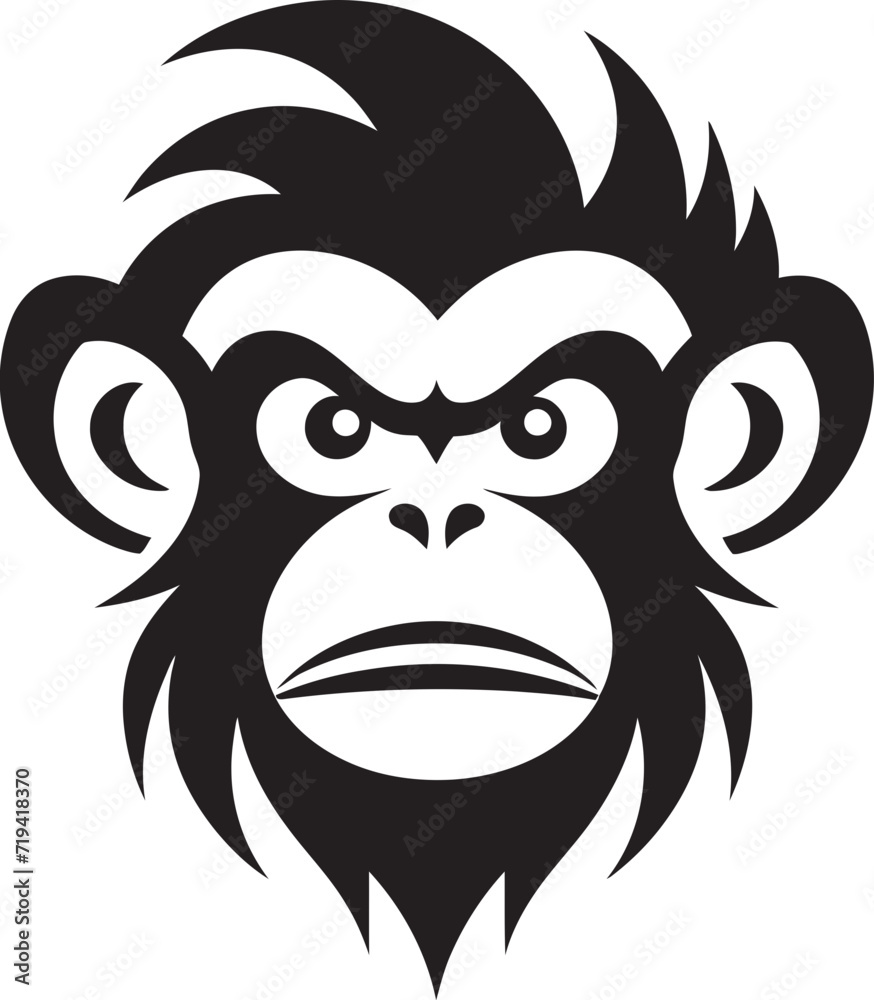 Midnight Marvels Vectorized Monkey ArtistryShadowed Splendor Monochrome Ape Illustrations