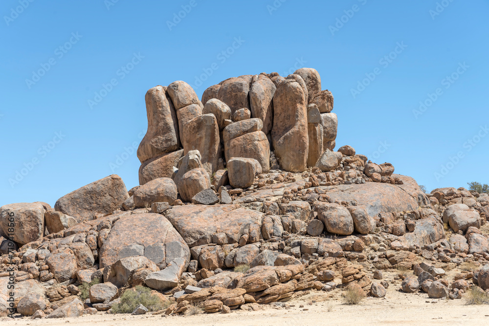Dolerite big boulder butte in desert, near Hobas, Namibia Dolerite big boulder butte in desert, near Hobas, Namibia