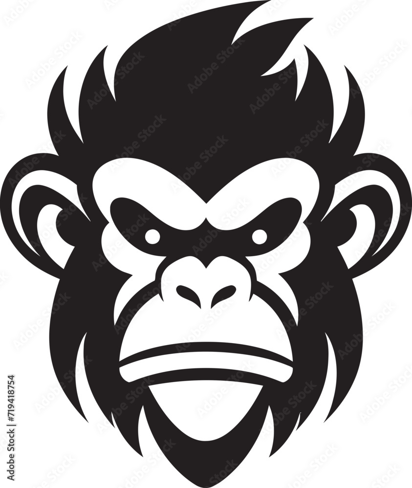 Graphite Gaze Monochromatic Ape ArtEbony Euphoria Black Monkey Illustrations