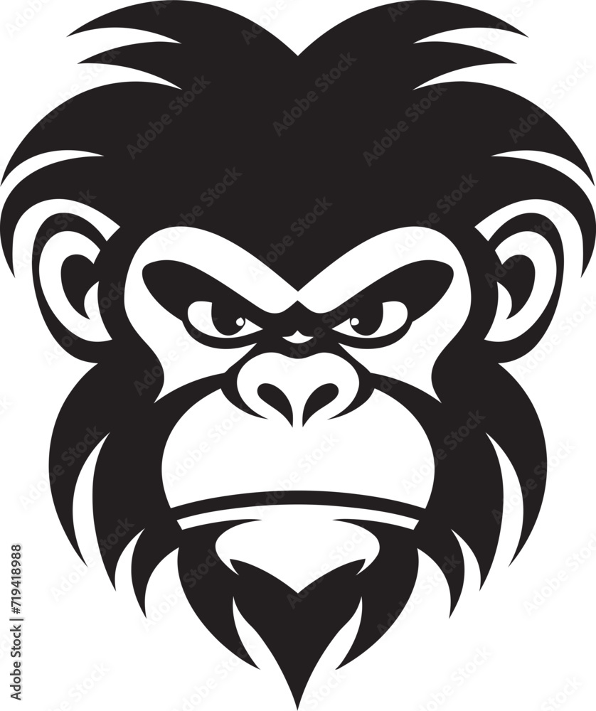 Shadowed Splendor Black Ape MagicGraphite Gaze Monochrome Monkey Designs