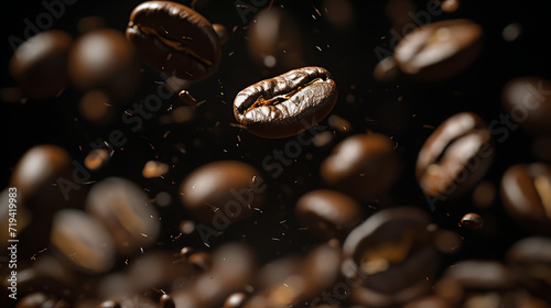  coffee beans in a dark background in
