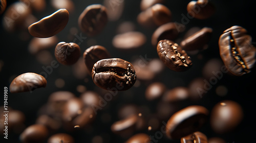  coffee beans in a dark background in